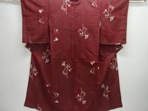 大正ロマン　抽象模様織り出しお召着物